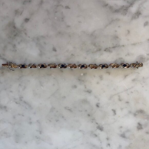 925 Marked Silver Infinity Tennis Bracelet with Sapphire Blue Stones 7 3… - Picture 13 of 16